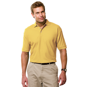 MENS SHORT SLEEVE 100% COTTON PIQUE POLO  -  MAIZE 2 EXTRA LARGE SOLID