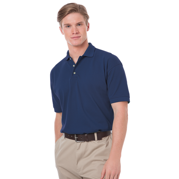 MENS SHORT SLEEVE 100% COTTON PIQUE POLO  -  NAVY 2 EXTRA LARGE SOLID