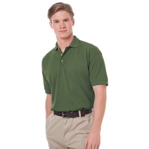 MENS SHORT SLEEVE 100% COTTON PIQUE POLO -  OLIVE 2 EXTRA LARGE SOLID