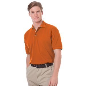 MENS SHORT SLEEVE 100% COTTON PIQUE POLO  -  ORANGE 2 EXTRA LARGE SOLID