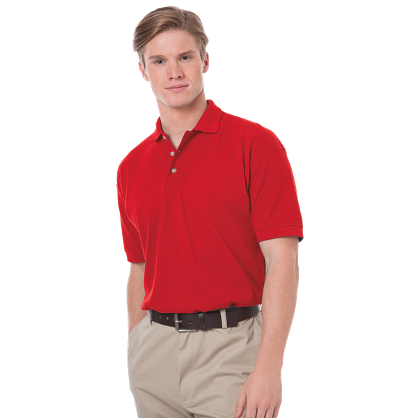 MENS SHORT SLEEVE 100% COTTON PIQUE POLO  -  RED 2 EXTRA LARGE SOLID