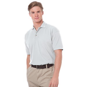 MENS SHORT SLEEVE 100% COTTON PIQUE POLO  -  WHITE 2 EXTRA LARGE SOLID