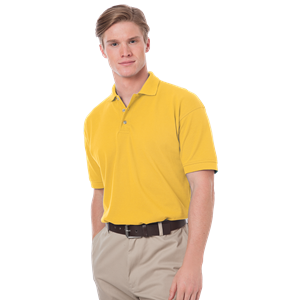 MENS SHORT SLEEVE 100% COTTON PIQUE POLO  -  YELLOW 2 EXTRA LARGE SOLID