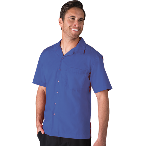 MENS SHORT SLEEVE SOLID CAMPSHIRT 65/35 POLY/ COTTON  -  FRENCH BLUE 2 EXTRA LARGE SOLID