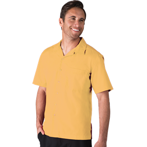 MENS SHORT SLEEVE SOLID CAMPSHIRT 65/35 POLY/ COTTON  -  MAIZE EXTRA LARGE SOLID