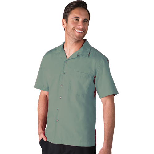 MENS SHORT SLEEVE SOLID CAMPSHIRT 65/35 POLY/ COTTON  -  SAGE 2 EXTRA LARGE SOLID