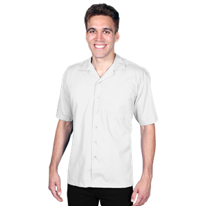 MENS SHORT SLEEVE SOLID CAMPSHIRT 65/35 POLY/ COTTON  -  WHITE 2 EXTRA LARGE SOLID