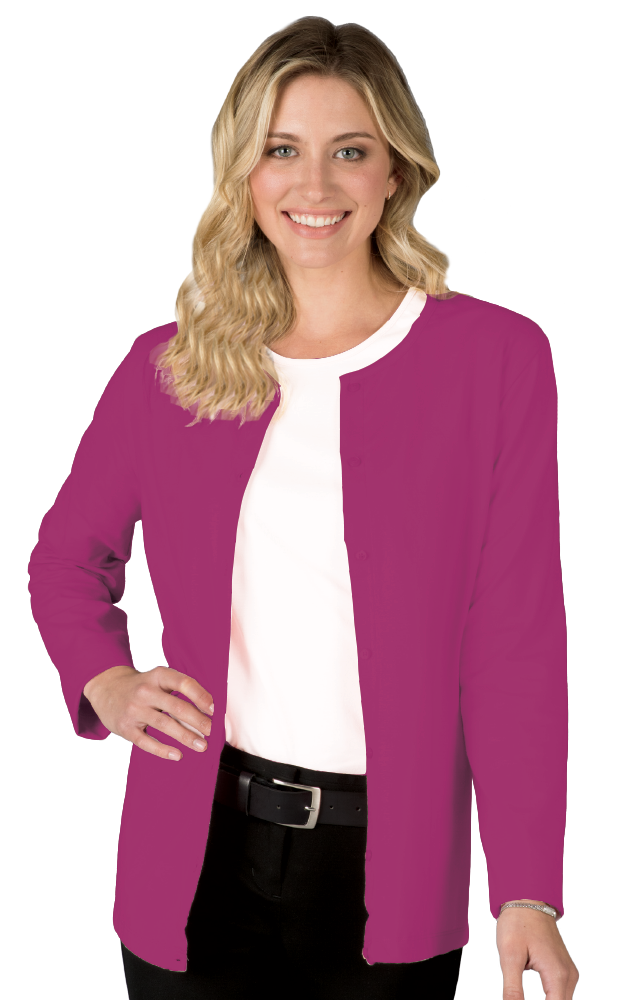 LADIES LONG SLEEVE CARDIGAN  -  BERRY 2 EXTRA LARGE SOLID-Blue Generation
