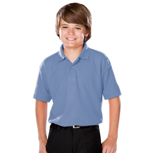 YOUTH VALUE MOISTURE WICKING S/S POLO  -  LIGHT BLUE LARGE SOLID