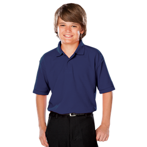 YOUTH VALUE MOISTURE WICKING S/S POLO  -  NAVY LARGE SOLID