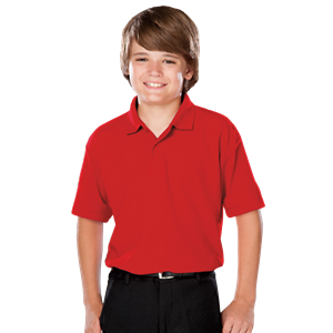 YOUTH VALUE MOISTURE WICKING S/S POLO  -  RED LARGE SOLID