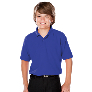 YOUTH VALUE MOISTURE WICKING S/S POLO  -  ROYAL LARGE SOLID