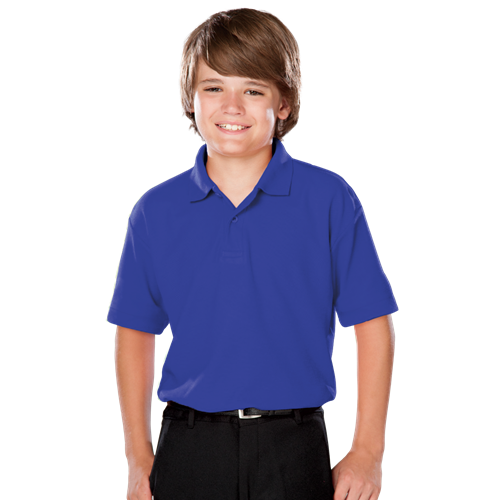 YOUTH VALUE MOISTURE WICKING S/S POLO  -  ROYAL LARGE SOLID