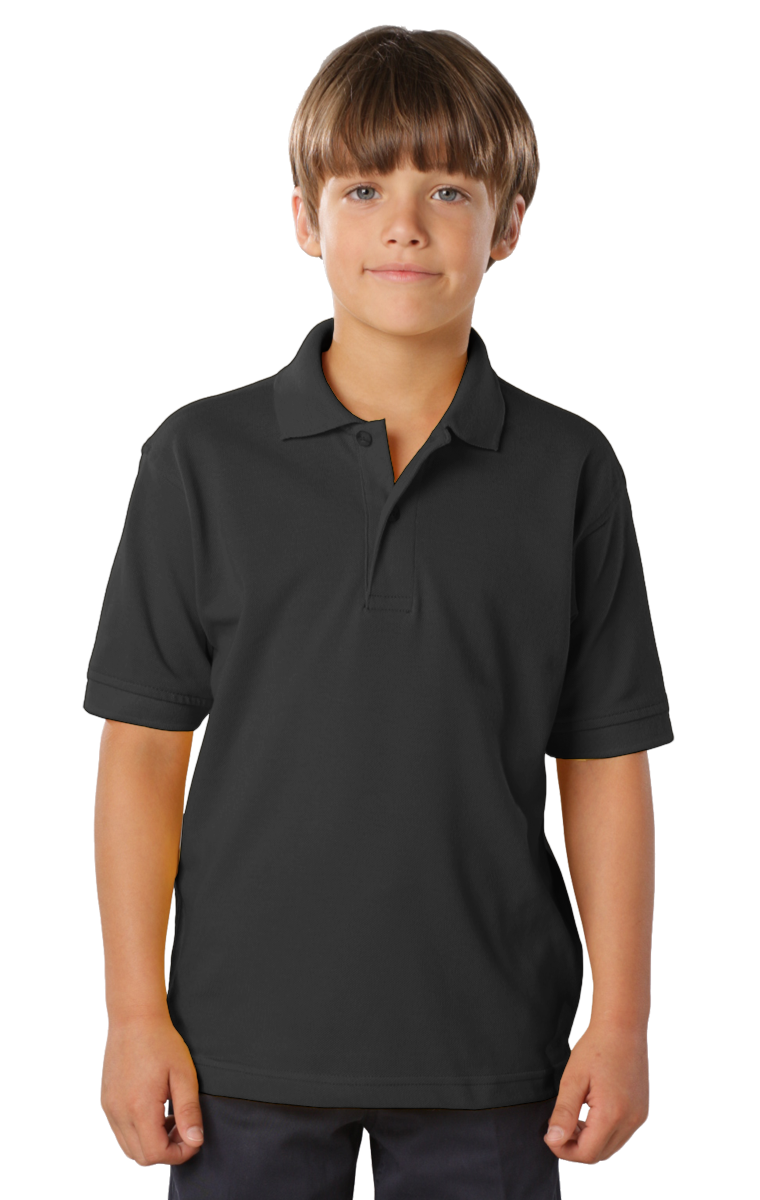 YOUTH SOFT TOUCH PIQUE POLO  -  BLACK LARGE SOLID-Blue Generation
