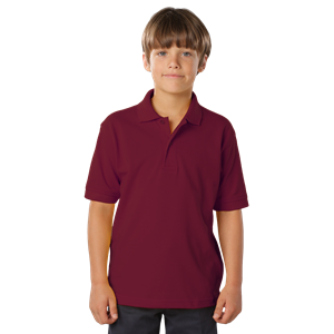 YOUTH SOFT TOUCH PIQUE POLO  -  BURGUNDY LARGE SOLID