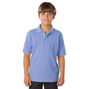 YOUTH SOFT TOUCH PIQUE POLO  -  LIGHT BLUE LARGE SOLID