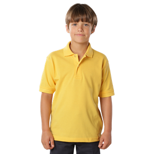 YOUTH SOFT TOUCH PIQUE POLO  -  YELLOW LARGE SOLID