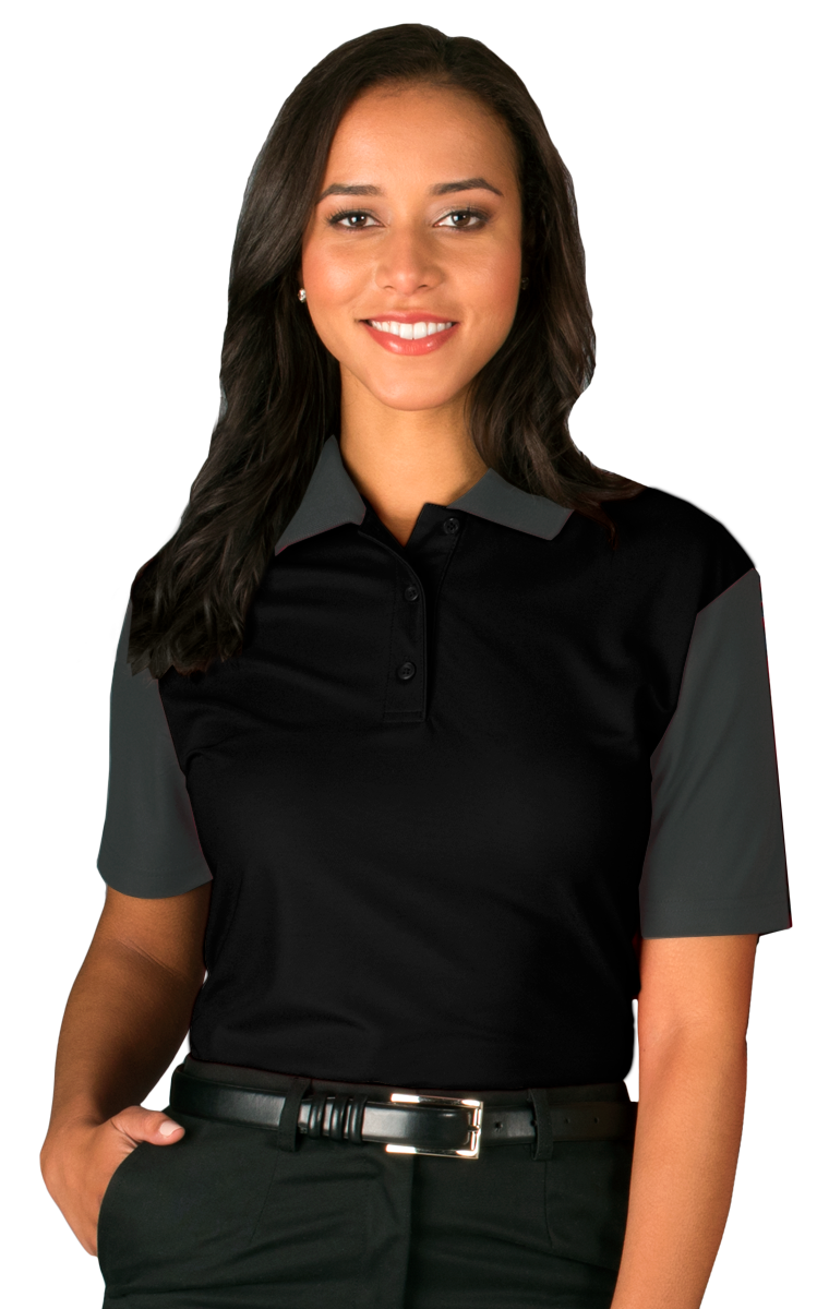 LADIES IL-50 COLOR BLOCK POLO  -  BLACK 2 EXTRA LARGE SOLID-Blue Generation