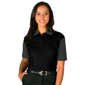 LADIES IL-50 COLOR BLOCK POLO  -  BLACK 2 EXTRA LARGE SOLID