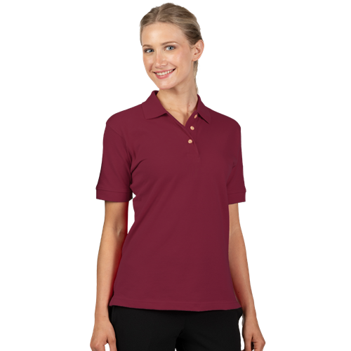 LADIES SHORT SLEEVE 100% COTTON PIQUE POLO  -  BURGUNDY 2 EXTRA LARGE SOLID