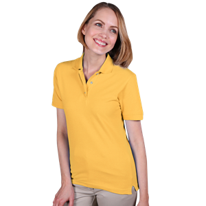 LADIES SHORT SLEEVE TEFLON TREATED PIQUES NO POCKET  -  YELLOW 2 EXTRA LARGE SOLID