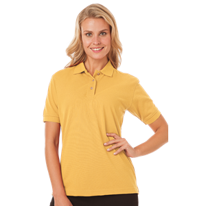 LADIES SHORT SLEEVE SUPERBLEND PIQUE  -  MAIZE 2 EXTRA LARGE SOLID