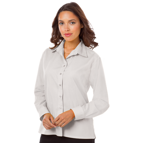 LADIES L/S LIGHT WEIGHT POPLIN SHIRT  -  WHITE 2 EXTRA LARGE SOLID