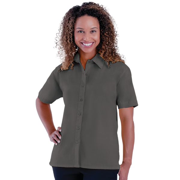 LADIES S/S LIGHT WEIGHT POPLIN SHIRT GRAPHITE 2 EXTRA LARGE SOLID