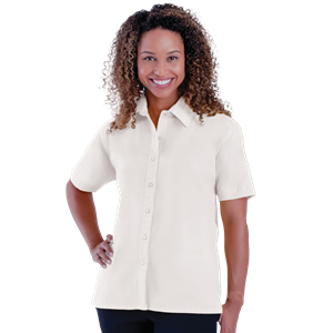 LADIES S/S LIGHT WEIGHT POPLIN SHIRT  -  WHITE 2 EXTRA LARGE SOLID