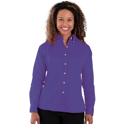 LADIES LONG SLEEVE 100% COTTON TWILL  -  GRAPE 2 EXTRA LARGE SOLID
