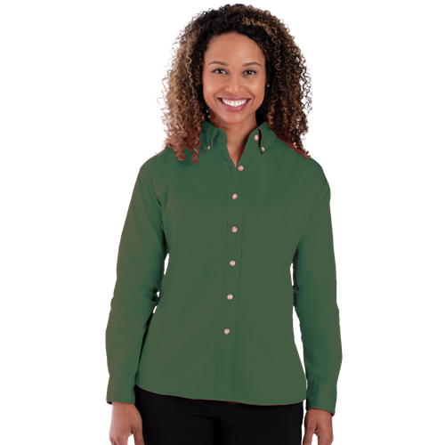 LADIES LONG SLEEVE 100% COTTON TWILL  -  HUNTER 2 EXTRA LARGE SOLID