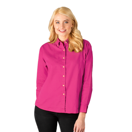 LADIES LONG SLEEVE 100% COTTON TWILL  -  SANGRIA 2 EXTRA LARGE SOLID