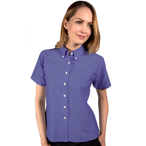 LADIES SHORT SLEEVE OXFORD  -  FRENCH BLUE 2 EXTRA LARGE SOLID