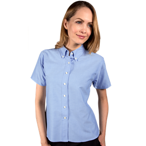 LADIES SHORT SLEEVE OXFORD -  OXFORD BLUE 2 EXTRA LARGE SOLID