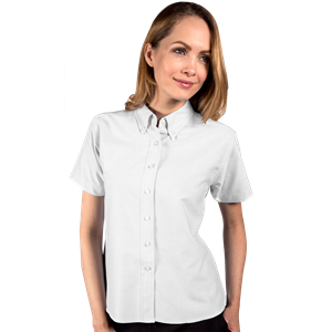 LADIES SHORT SLEEVE OXFORD  -  WHITE 2 EXTRA LARGE SOLID