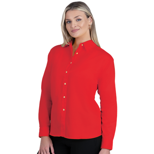 LADIES LONG SLEEVE TEFLON TWILL  -  RED 2 EXTRA LARGE SOLID