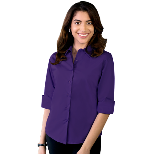 LADIES EASY CARE STRETCH POPLIN  -  PURPLE 2 EXTRA LARGE  SOLID