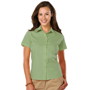 LADIES EASY CARE STRETCH SS POPLIN  -  CACTUS 2 EXTRA LARGE SOLID