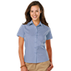 LADIES EASY CARE STRETCH SS POPLIN  -  LIGHT BLUE 2 EXTRA LARGE SOLID