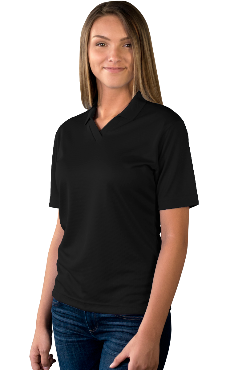 LADIES SOLID WICKING V-NECK  -  BLACK 2 EXTRA LARGE SOLID-Blue Generation
