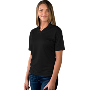 LADIES SOLID WICKING V-NECK  -  BLACK 2 EXTRA LARGE SOLID