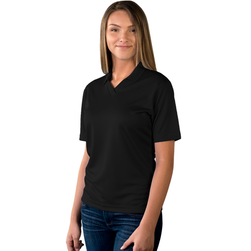 LADIES SOLID WICKING V-NECK  -  BLACK 2 EXTRA LARGE SOLID