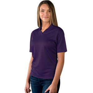 LADIES SOLID WICKING V-NECK  -  PURPLE 2 EXTRA LARGE SOLID