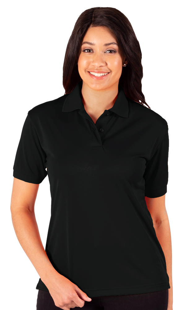LADIES WICKING SOLID SNAG RESIST POLO   -  BLACK 2 EXTRA LARGE SOLID-Blue Generation
