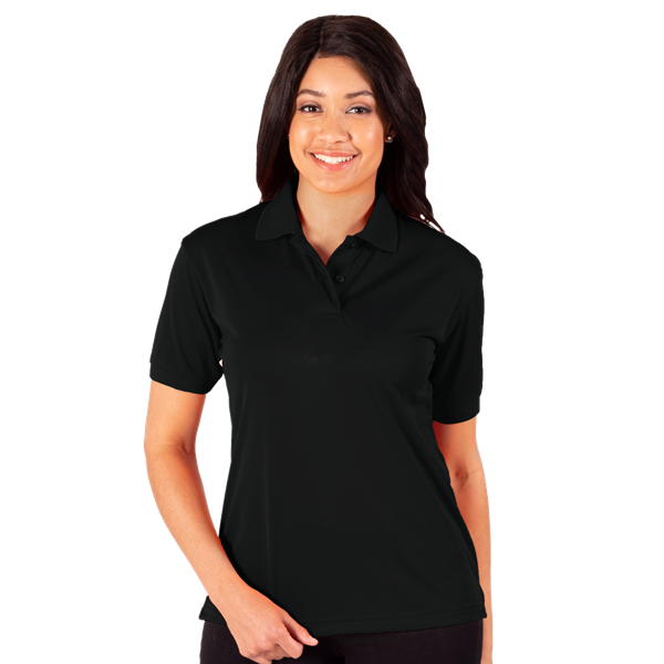 LADIES WICKING SOLID SNAG RESIST POLO   -  BLACK 2 EXTRA LARGE SOLID