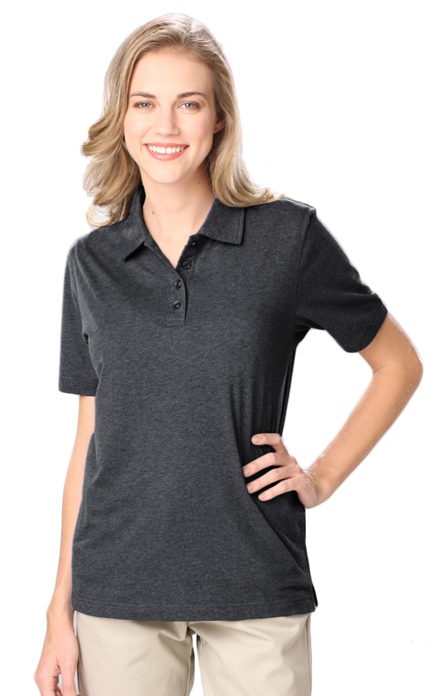 LADIES HEATHERED WICKING POLO  -  HEATHER BLACK 2 EXTRA LARGE SOLID-Blue Generation