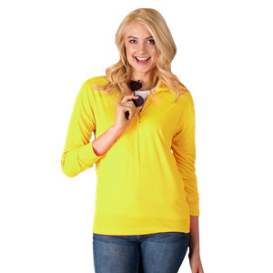 LADIES WICKING SOLID 1/4 ZIP LS PULLOVER  -  OPTIC YELLOW 2 EXTRA LARGE SOLID