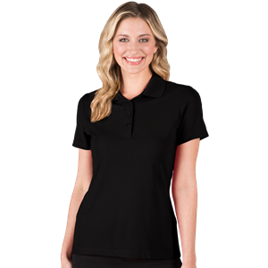 LADIES ULTRA LUX POLO  -  BLACK 2 EXTRA LARGE SOLID