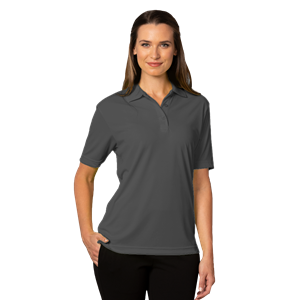 LADIES VALUE MOISTURE WICKING S/S POLO  -  GRAPHITE 2 EXTRA LARGE SOLID