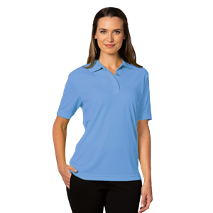 LADIES VALUE MOISTURE WICKING S/S POLO  -  LIGHT BLUE 2 EXTRA LARGE SOLID